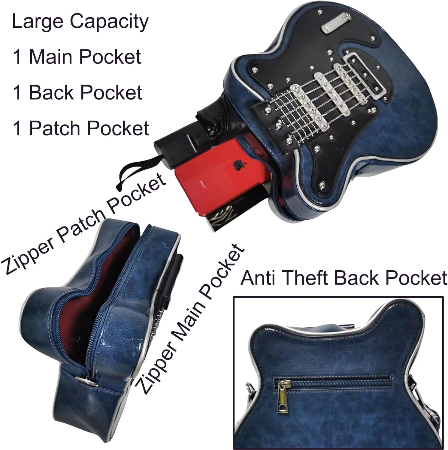 Guitar Shaped Crossbody Shoulder Bag