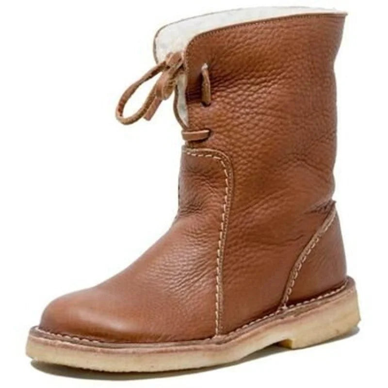 Winter Snow Boots Winter Mid Calf Boots Leather Snow Boots