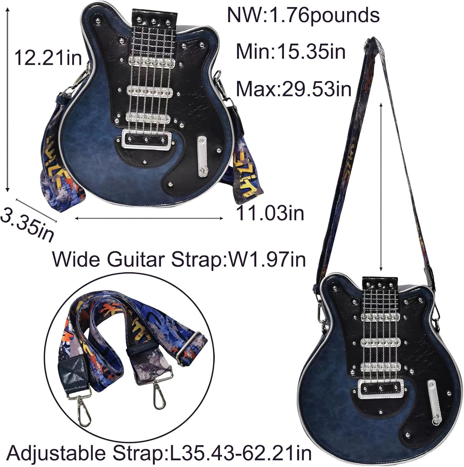 Guitar Shaped Crossbody Shoulder Bag