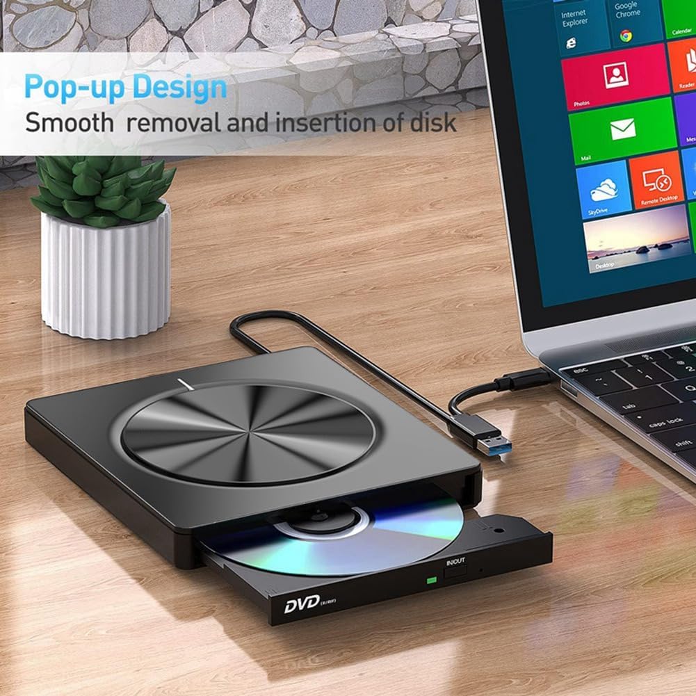 USB 3.0/SD/TF/DVD/CD/VCD/Type-C Player Portable Burner Support Blu-Rays