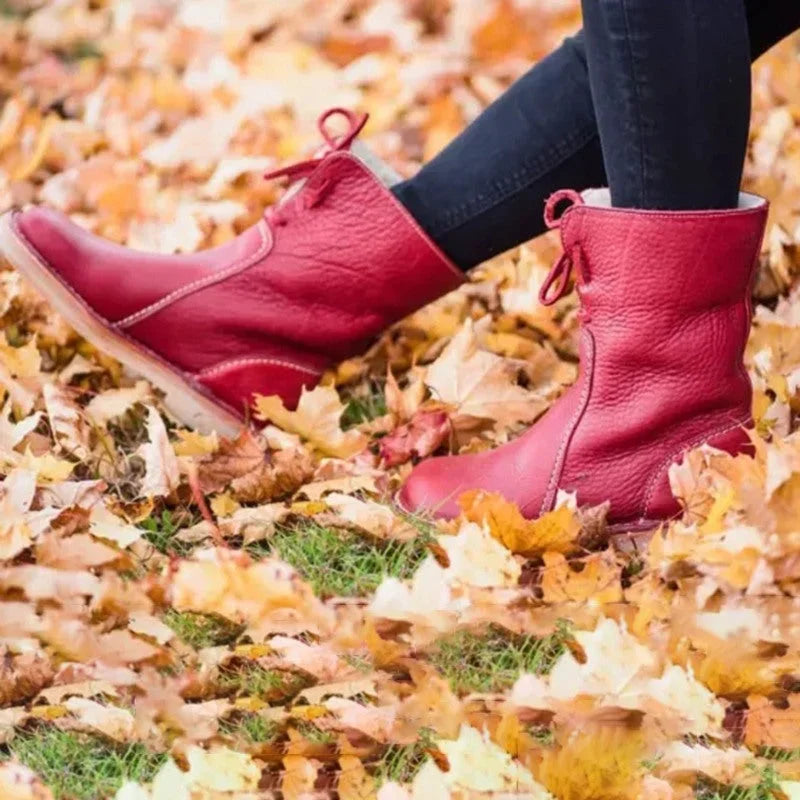 Winter Snow Boots Winter Mid Calf Boots Leather Snow Boots
