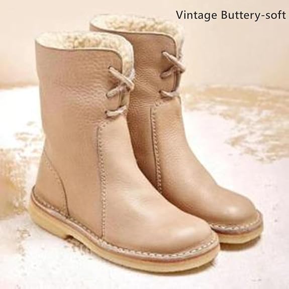 Winter Snow Boots Winter Mid Calf Boots Leather Snow Boots