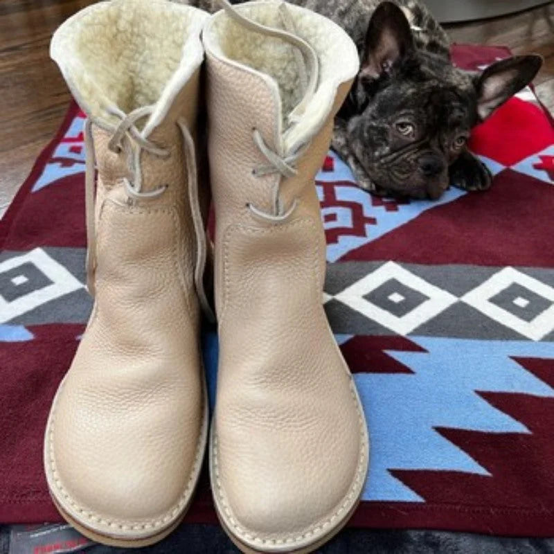 Winter Snow Boots Winter Mid Calf Boots Leather Snow Boots
