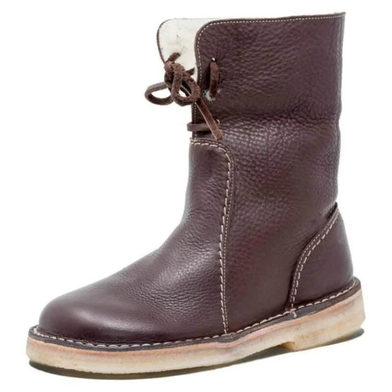Winter Snow Boots Winter Mid Calf Boots Leather Snow Boots