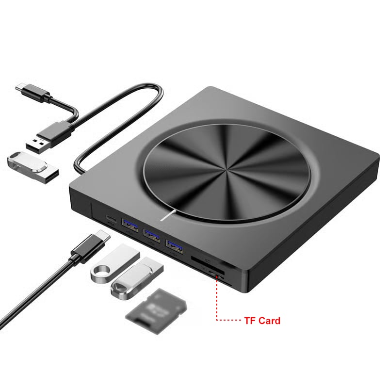 USB 3.0/SD/TF/DVD/CD/VCD/Type-C Player Portable Burner Support Blu-Rays