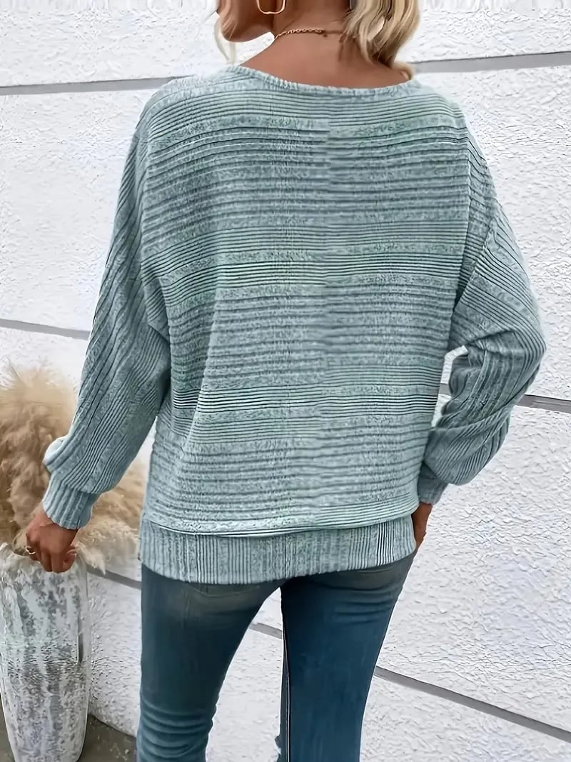 Women's Soft Solid Batwing Sleeve Pullover Long Sleeve Top