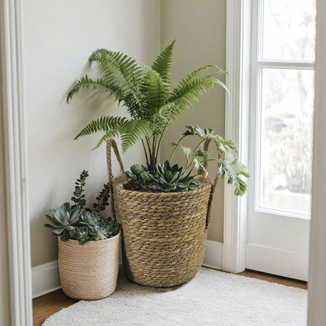 Straw rope basket