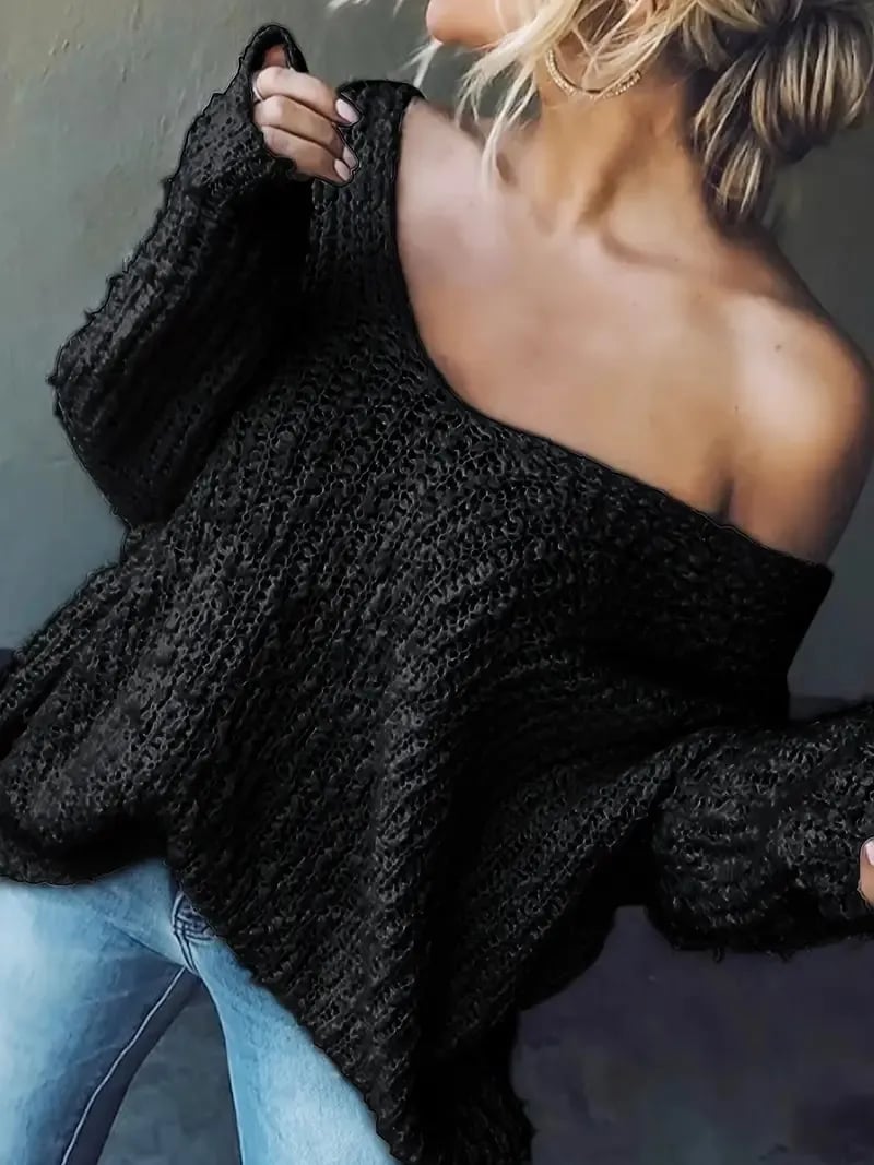 Women's Off-the-Shoulder Sweater Loose Lightweight Pullover Top