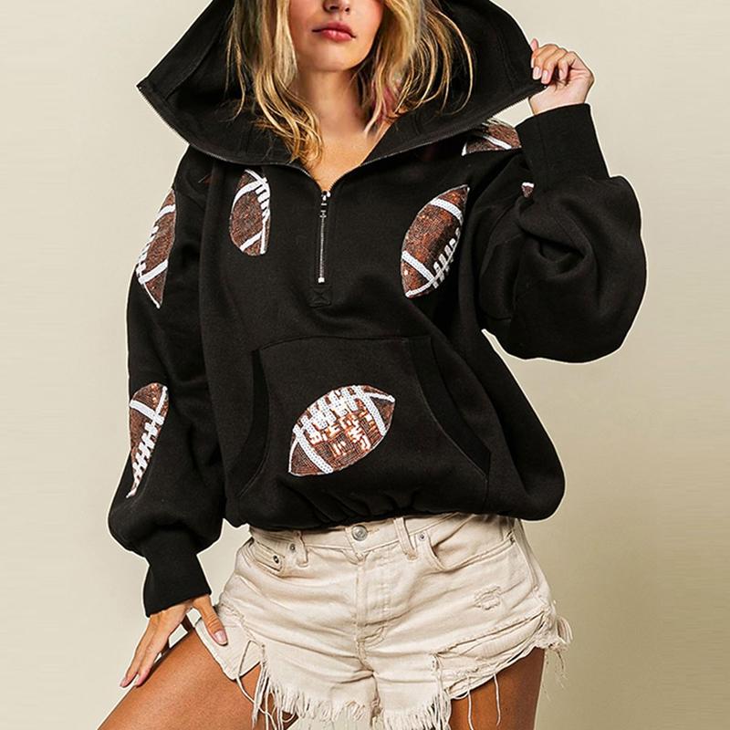 🔥‘Glam Kickoff’ Long Sleeve Zip Hoodie