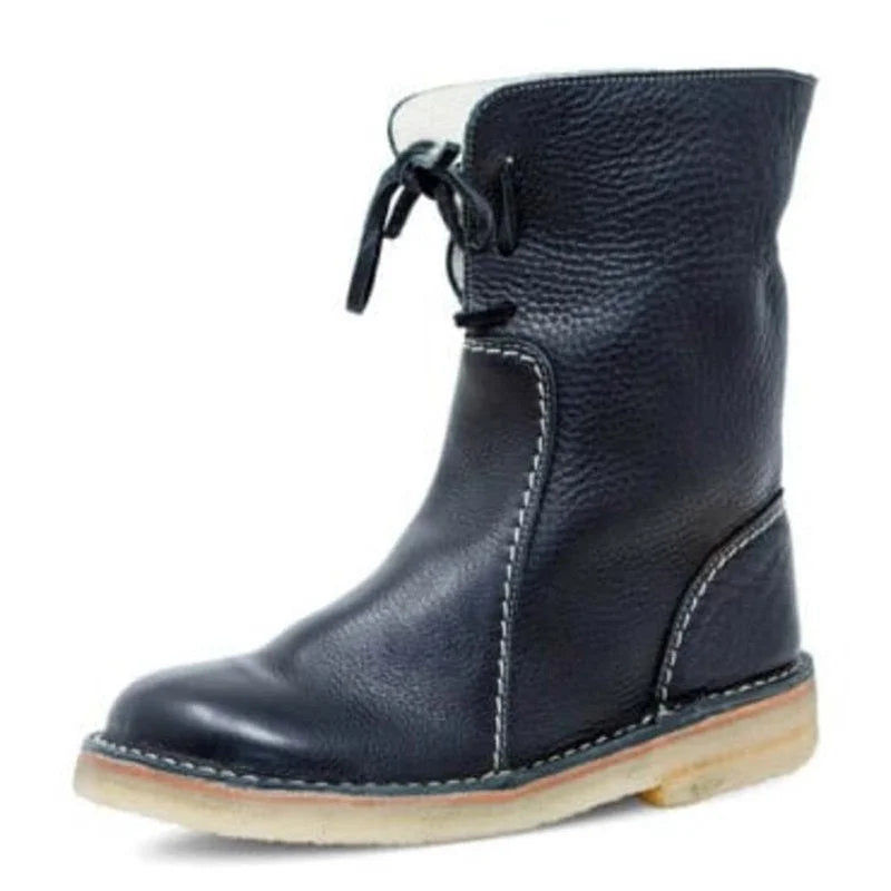Winter Snow Boots Winter Mid Calf Boots Leather Snow Boots