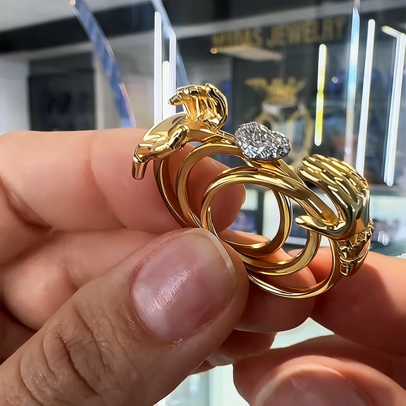Love is an open heart💞 Handmade Open Hands Heart Ring