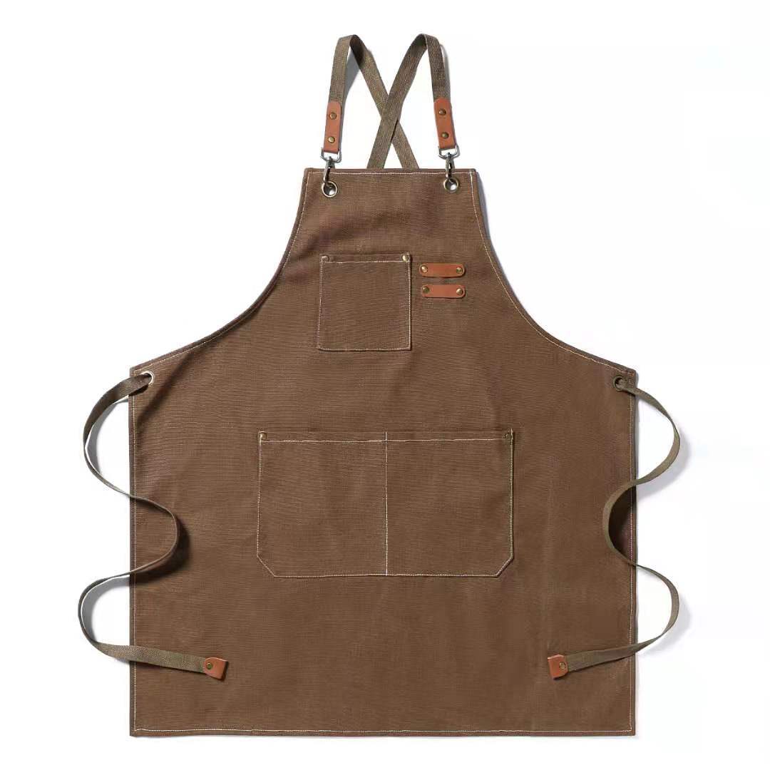 Cotton Canvas Cross Back Chef Apron (Adjustable, Large Pockets)