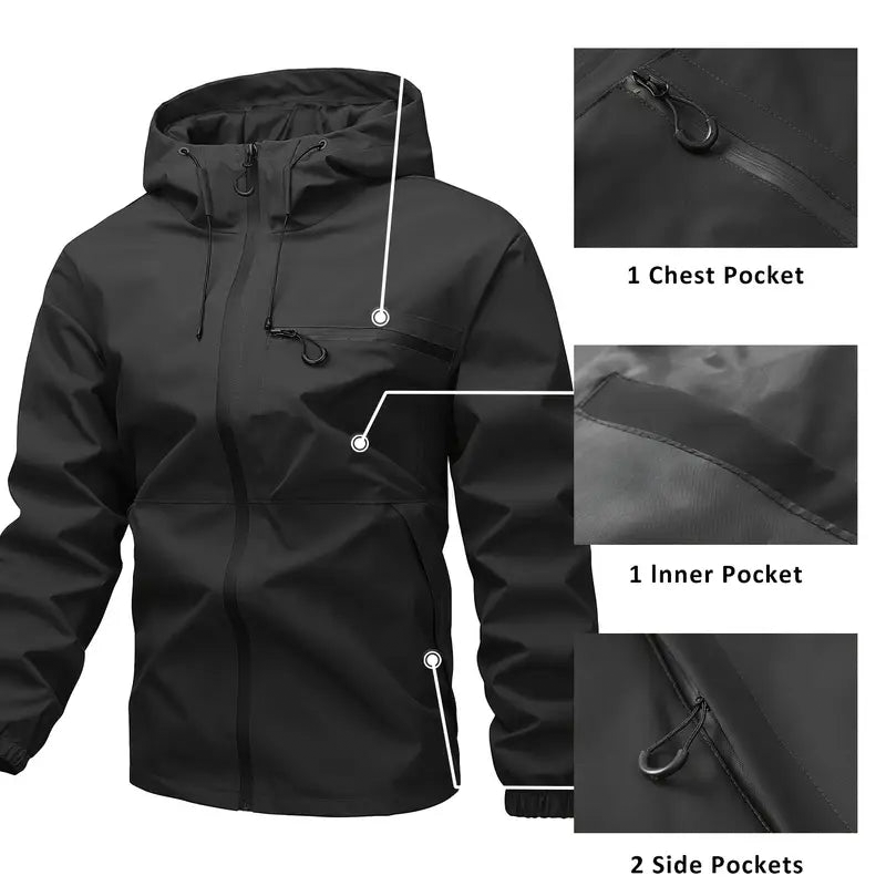 Outdoor Sports Solid Color Jacket For Men