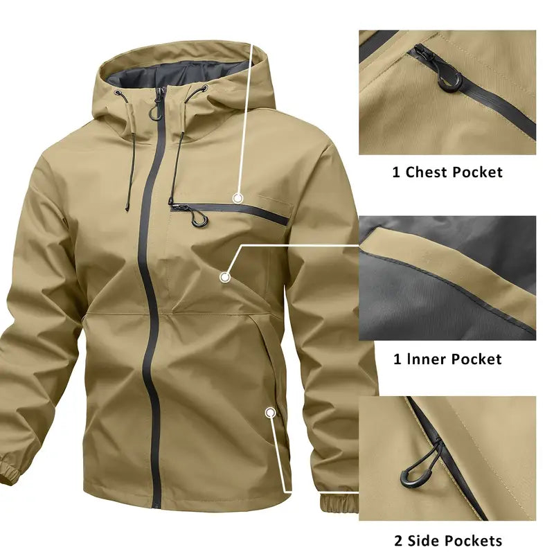 Outdoor Sports Solid Color Jacket For Men