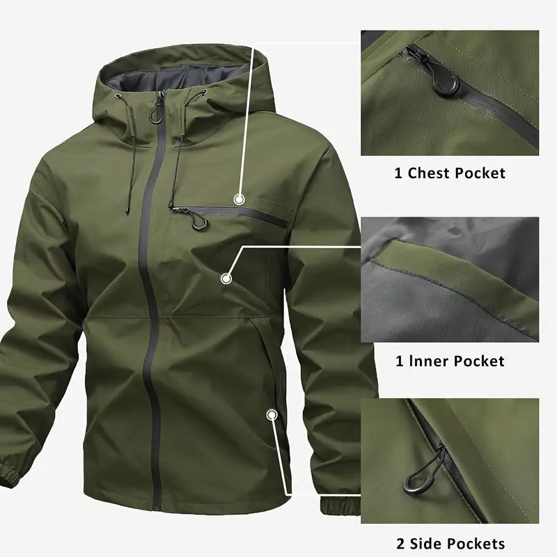 Outdoor Sports Solid Color Jacket For Men