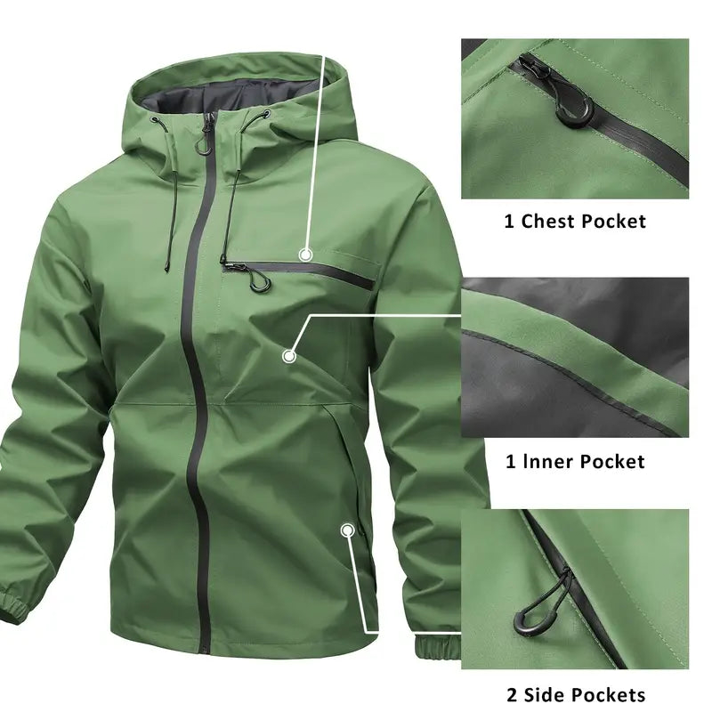 Outdoor Sports Solid Color Jacket For Men