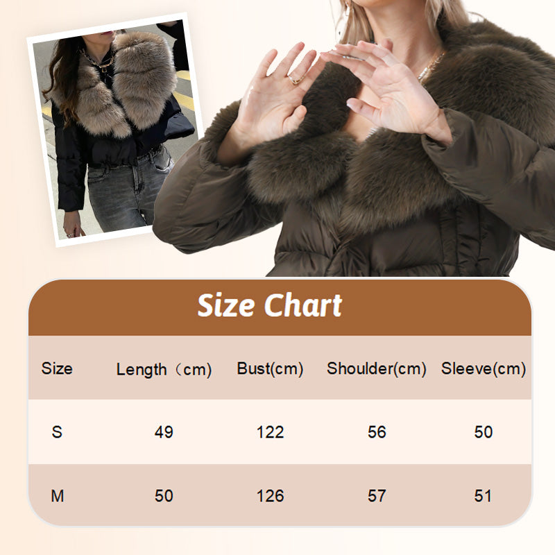 Women's short, fashionable and warm jacket with faux fur collar